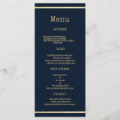 ネイビーブルー金ゴールドタイプライターフォントラスト結婚ティックのメニュー プログラム (正面)
