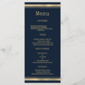 ネイビーブルー金ゴールドタイプライター結婚フォントのメニュー プログラム (正面)