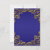 ネイビーブルー金ゴールドティアラRSVPすべての目的 出欠カード (裏面)