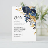 ネイビーブルー金ゴールドテラコッタエレガントウェディング詳細 エンクロージャーカード (スタンド正面)