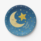 ネイビーブルー金ゴールドトゥインクルリトルスター ペーパープレート (正面)