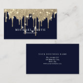 ネイビーブルー金ゴールドドリッスタイリッシュプ 名刺 (正面/裏面)