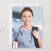 ネイビーブルー金ゴールドナースRN写真卒業パーティー 招待状 (裏面)