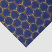 ネイビーブルー金ゴールドハニカムシック幾何パターン(の模様が)あるか 薄葉紙 (詳細)