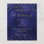 ネイビーブルー金ゴールドハート結婚式招待状 (正面)