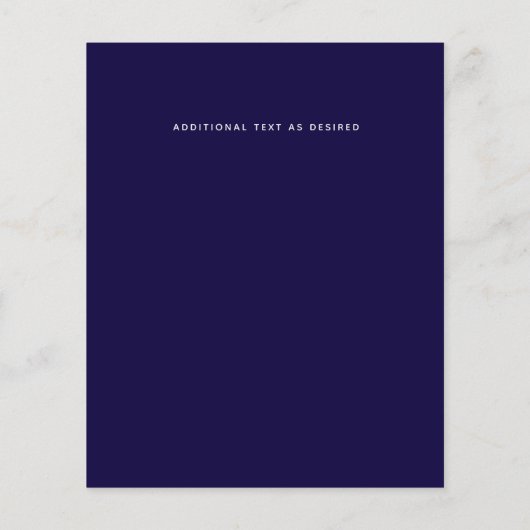 ネイビーブルー金ゴールドバラメタリック結婚式招待状 (裏面)