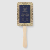 ネイビーブルー金ゴールドバラヴィンテージウェディングプログラム ハンドファン (裏面)