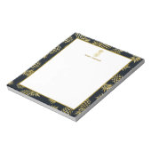 ネイビーブルー金ゴールドパイナップルパターンモノグラム ノートパッド (回転)