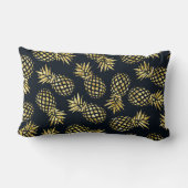 ネイビーブルー金ゴールドパイナップルパターン ランバークッション (裏面)