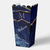 ネイビーブルー金ゴールドパーソナライズされたポップコーンボックス フェイバーボックス (裏面)