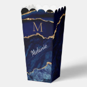 ネイビーブルー金ゴールドパーソナライズされたポップコーンボックス フェイバーボックス (正面)