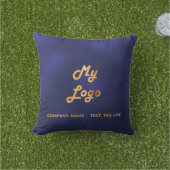 ネイビーブルー金ゴールドビジネスロゴプエレガントール アウトドアクッション (芝生)