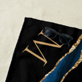 ネイビーブルー金ゴールドビーチタオル(名前をカスタムするレター付き) ビーチタオル (インサイチュ)