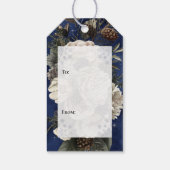 ネイビーブルー金ゴールドフラワーズハッピーホリデー ギフトタグ (裏面)