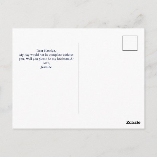 ネイビーブルー金ゴールドフローラは私の花嫁になる ポストカード (裏面)