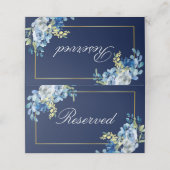 ネイビーブルー金ゴールドフローラエレガントウェディング予約 プレイスカード (外部開封)