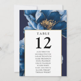 ネイビーブルー金ゴールドフローラテーブル番号座席表 招待状