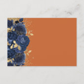 ネイビーブルー金ゴールドフローラバーンドオレンジ結婚ズ詳細 エンクロージャーカード (裏面)