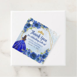 ネイビーブルー金ゴールドフローラプリンセスクラウンサンキュー フェイバータグ