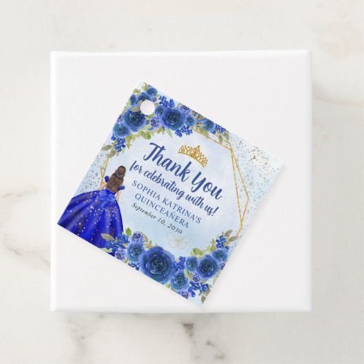 ネイビーブルー金ゴールドフローラプリンセスクラウンサンキュー フェイバータグ (インサイチュ)