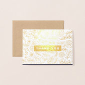ネイビーブルー金ゴールドフローララグジュアリーサンキュー結婚ズ 箔カード (封筒付き正面)