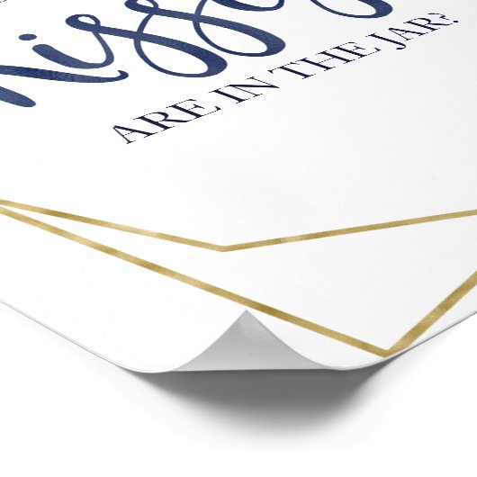 ネイビーブルー金ゴールドフローラ数キス記号 ポスター (角)