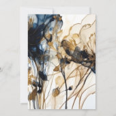 ネイビーブルー金ゴールドフローラ結婚式招待状 招待状 (裏面)