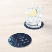 ネイビーブルー金ゴールドブライ(ユダヤ教の)バル・ミツバーエレガントパーティー ラウンドペーパーコースター (インサイチュ)