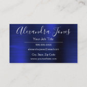 ネイビーブルー金ゴールドブラシ付きメタル美容師 名刺 (裏面)