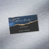 ネイビーブルー金ゴールドヘア美しい名刺テンプレート マグネット名刺 (インサイチュ)