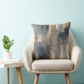 ネイビーブルー金ゴールドベージュ抽象芸術水彩 クッション (椅子)