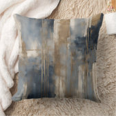 ネイビーブルー金ゴールドベージュ抽象芸術水彩 クッション (ブランケット)