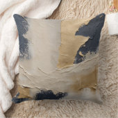 ネイビーブルー金ゴールドベージュ抽象芸術 クッション (ブランケット)