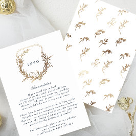 ネイビーブルー金ゴールドホワイトクラシッククレスト結婚ズ エンクロージャーカード