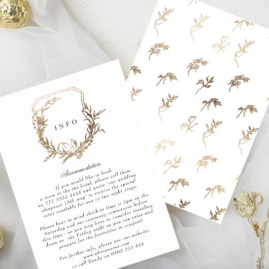 ネイビーブルー金ゴールドホワイトクラシッククレスト結婚ズ エンクロージャーカード