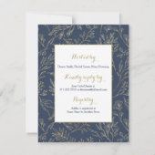 ネイビーブルー金ゴールドボホフローラブライダルシャワー 招待状 (裏面)