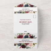 ネイビーブルー金ゴールドボホRSVPすべて1つの結婚式の招待 オールインワン招待状 (外側)