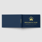 ネイビーブルー金ゴールドマウンテンズパインズBnBレンタルキャビン ゲストブック (全面)