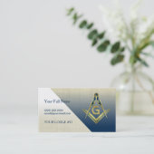 ネイビーブルー金ゴールドマソニックビジネスカードテンプレート 名刺 (スタンド正面)