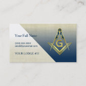 ネイビーブルー金ゴールドマソニックビジネスカードテンプレート 名刺 (正面)