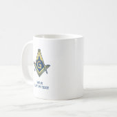 ネイビーブルー金ゴールドマソニックマグ | Freemason Home Gives コーヒーマグカップ (正面左)