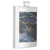 ネイビーブルー金ゴールドマーブルフラスコパーソナライズされた フラスク (右)