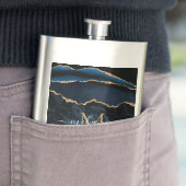 ネイビーブルー金ゴールドマーブルフラスコパーソナライズされた フラスク (インサイチュ)