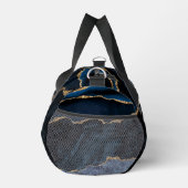 ネイビーブルー金ゴールドマーブルモノグラムカスタムあなたの名前 ダッフルバッグ (右)