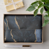 ネイビーブルー金ゴールドマーブルモノグラム名ティッシュペーパー 薄葉紙 (ギフト)