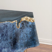 ネイビーブルー金ゴールドマーブルモノグラム名テーブルクロス テーブルクロス (インサイチュ)