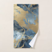 ネイビーブルー金ゴールドマーブル バスタオルセット (ハンドタオル)