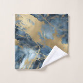 ネイビーブルー金ゴールドマーブル バスタオルセット (ウォッシュタオル)