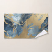 ネイビーブルー金ゴールドマーブル バスタオルセット (ハンドタオル)