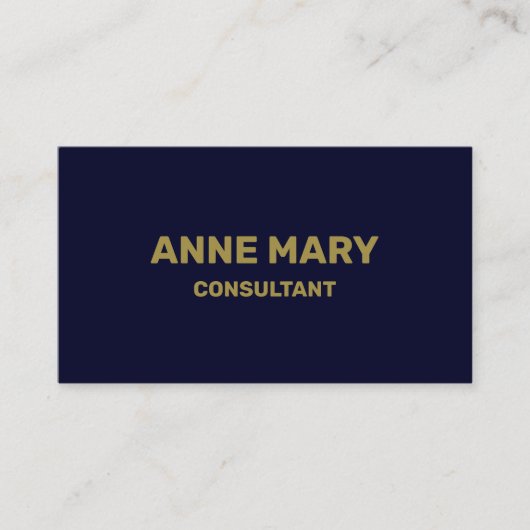 ネイビーブルー金ゴールドミニマルコンサルテモダンエレガントント 名刺 (正面)